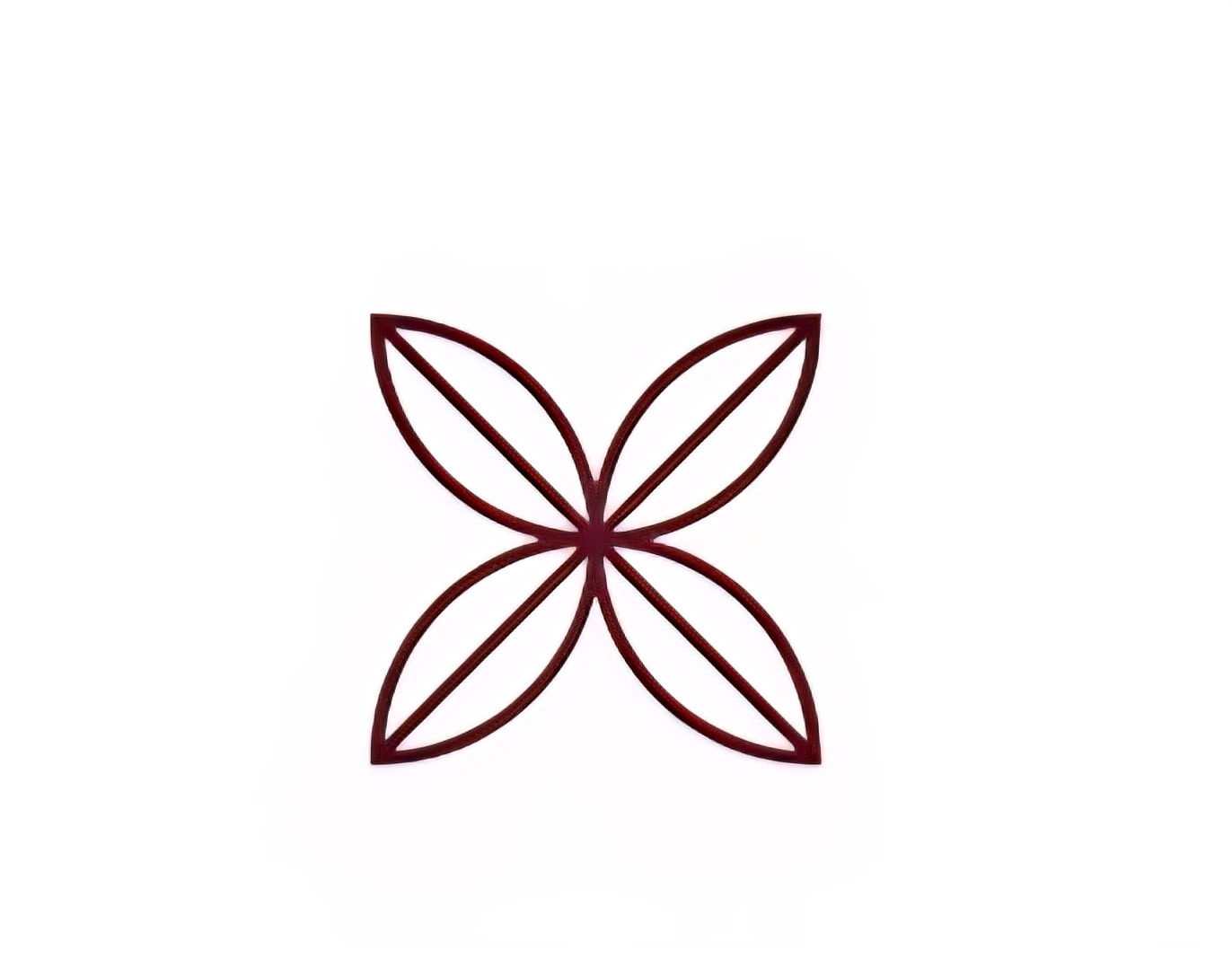 Terracotta four-petal Koko's Kaleidoscope emblem